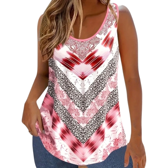 Tops - Leopard & Floral Print Tank Top